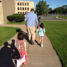 Taking his girls to school on one of their first days 9/14