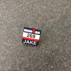 Jake's bib pin for his 2nd Ironman.