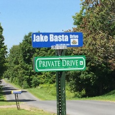 The road named after Jake at his project Acorn Acres off Bremm Road in Lacona.