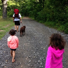 Hiking at Portaferry with his loves.