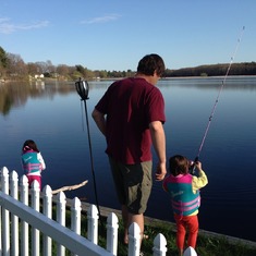 Last time fishing at our first house before it was sold.