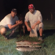 More bachelor party fun - Bo and Jake with their salmon.