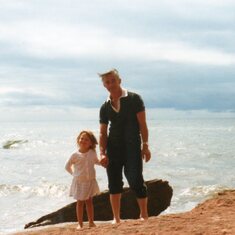 Jade and Gdad on the beach