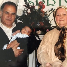 Baba in 2003 with his first grandson, Zane.