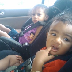 Jair and cousin Mariyah.. He would always rest his arm on her carseat to get her reaction and laugh...