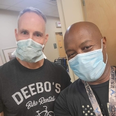 Hanging out with my buddy Deebo as he's sporting his Deebo shirt