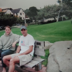 2001 ish Chris Feuge and Dave post surfing in Del Mar