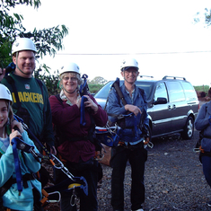Dad was excited to go ziplining - his sister Sandra not so much