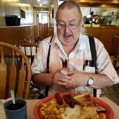 An old fashion breakfast plate at the Sip and Bite. "We have to come again" says he.