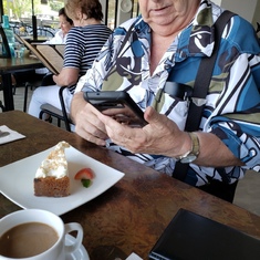 Day at the beach front restuarant : enjoying the famous key lime pie