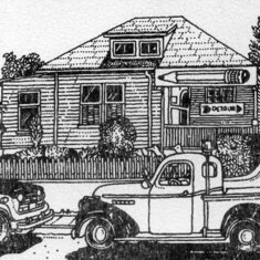 drawing of Jimmy's Mead Street Home drawn by (I think) Les LePere