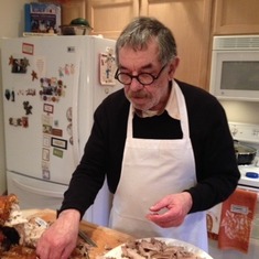Jimmy carving the turkey at Sandy's(his sister) Thanksgiving 2013