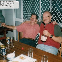 Irian Jaya May 2003 with Dan Michaelson drinking Maker's Mark Whisky day before exercise