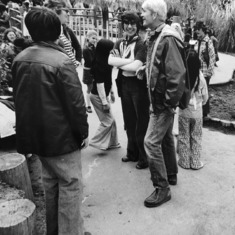 Mr Baker charms the PR lady at Marine World opening 1974