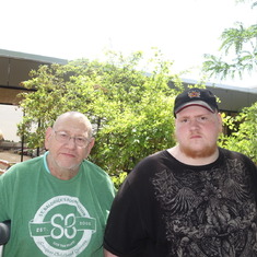 Dad and Daniel supporting St Baldricks in 2014