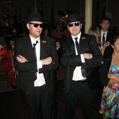 Jim and Rob as the Blues Brothers at Rob's wedding. Nice hats.
