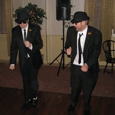 Jim and Rob as the Blues Brothers at Rob's wedding