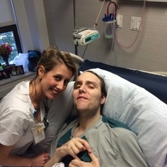 Jim and his nurse April after his brain injury (July 2015)