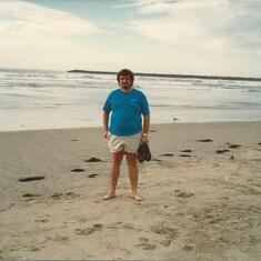 Feet on the sand in Ocean Beach 1987