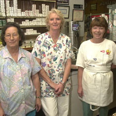 Longtime employees - Stella Collins, Ruth Pate, and Sharon Bell. 2002 photo.