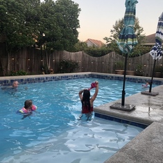 Suckered into the pool by some grand girls