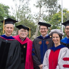 Jim at graduation in 2015 (with Alex Sessions, Sebastian Kopf, Dianne Newman, and Steve Mayo - left to right)