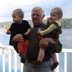 Dad with his great grandaughters Ruby & Alex