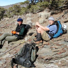 Helping Nick and I look for bat roosts up Silver Canyon, February 2003.