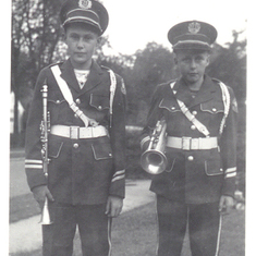 Jim with the clarinet and his brother Robert with the trumpet while in high school in 1947