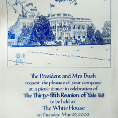 Presidential invitation to Yale "Class of 1968" picnic at White House, May 29, 2003