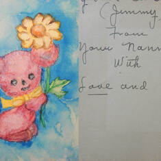 Hand painted card, from Nanny to Jimmy, with LOVE