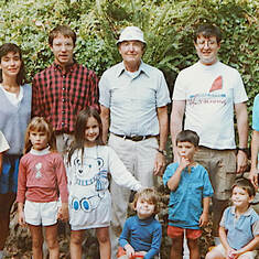 Jimmy with his father, Fred , kids Rachel and Joe, Esther, John, Dolly, and cousins.
