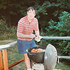 Backyard BBQ Grillmaster James, Lake Oswego home, 1988.