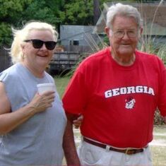 This was at a cook-out at our office.  Daddy lived in Madison County, Florida, his entire life up until moving to Lake Park, Georgia, where he lived for the last six years until his death.  While in Florida he was an avid Seminoles Fan but once he moved t
