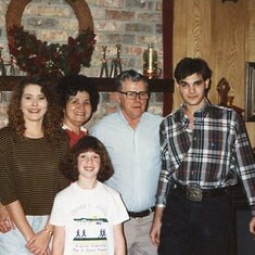 Christmas 1990, daughter Lisa, mom Jewel, niece Kourtney, dad Edmon and son Chris