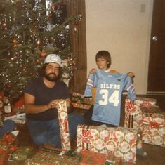 James and son Chris, Christmas 1980.