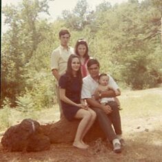 James's brother Glenn & his wife Sandra, James, Linda and Lisa. James is 21, Linda 18 & Lisa 5.5 months; taken at Ratliff Lake, Antioch Day, 1970.