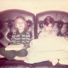 Lisa and Chris with the chicken pox 1974