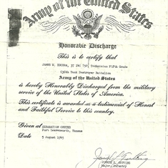 Dad's "Honorable Discharge" certificate from the US Army on August 5, 1945