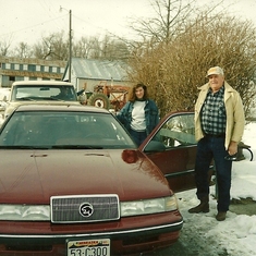 Grandpa & Jenny with his Mercury Cougar-she rode home with him when he bought it in Albion, NE