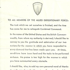 From United States & the British Commonwealth-for responding to every demand that was made upon each one of you-for our joint victory-World War II