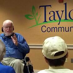 Jim gave his last storytelling presentation when he was 86 to a packed audience at Taylor Community