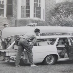 The loaded down station wagon as Jim Page and Bill Clough joined  on the first Adirondack expedition
