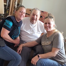 Grandpa with granddaughters Erinn and Kristy