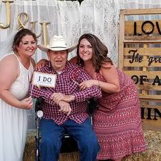 Granddaughters Lacey and Jeri with Dad 2019 at Laceys Wedding