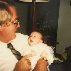 Grandpa Jim with his first grandchild, Sarah.  Reston, VA  1982