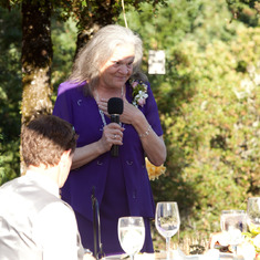 Jane giving a lovely toast at Rod and Stacy's wedding.