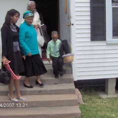 Grandma in Texas City leaving church.
