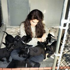 JANICE WITH THE GUIDE DOG PUPS