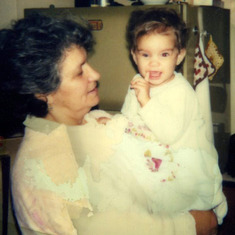 Jan with her paternal Grandmother, Diolinda Oliveira. Janice lost her right eye and has an artificial eye in this photo. - 1981
